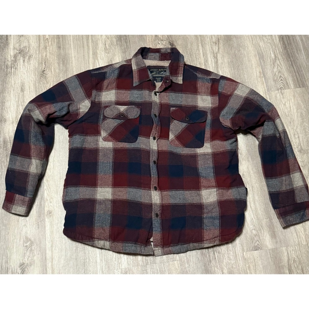 Grizzly Mountain Flannel Shirt Jacket Sherpa Lined Plaid XXL